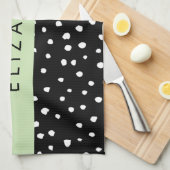 Dalmatiner Punkte, Punkte, schwarz und weiß, Ihr N Geschirrtuch (Viertel Falte)