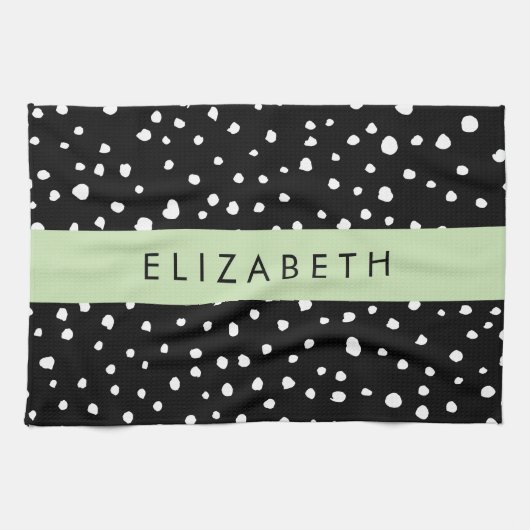 Dalmatiner Punkte, Punkte, schwarz und weiß, Ihr N Geschirrtuch (Horizontal)