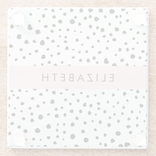 Dalmatiner Punkte, Punkte, schwarz und weiß, Ihr N Glasuntersetzer (Rückseite)