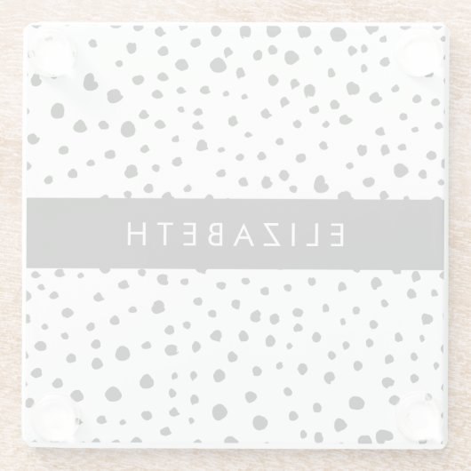 Dalmatiner Punkte, Punkte, schwarz und weiß, Ihr N Glasuntersetzer (Rückseite)