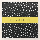 Dalmatiner Punkte, Punkte, schwarz und weiß, Ihr N Glasuntersetzer (Vorderseite)