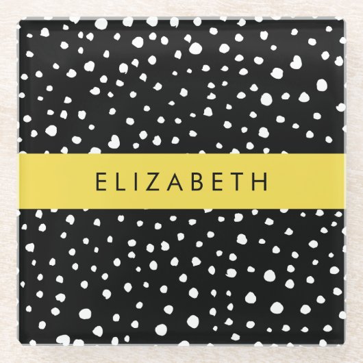 Dalmatiner Punkte, Punkte, schwarz und weiß, Ihr N Glasuntersetzer (Vorderseite)