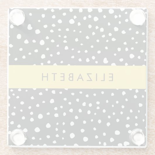 Dalmatiner Punkte, Punkte, schwarz und weiß, Ihr N Glasuntersetzer (Rückseite)