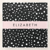 Dalmatiner Punkte, Punkte, schwarz und weiß, Ihr N Glasuntersetzer (Vorderseite)