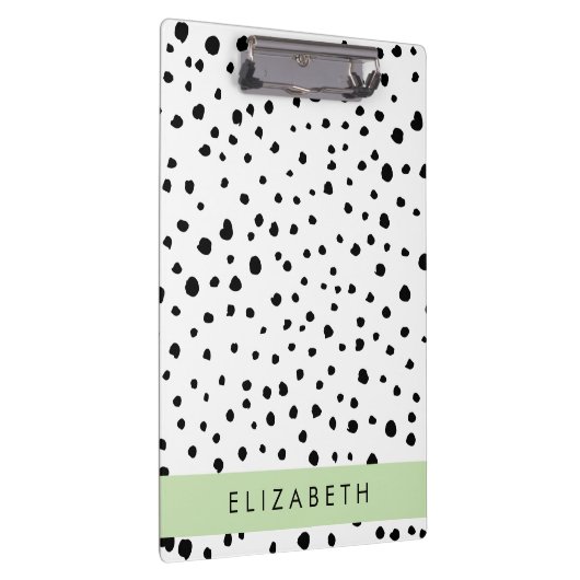 Dalmatiner Punkte, Punkte, schwarz und weiß, Ihr N Klemmbrett (Rechts)