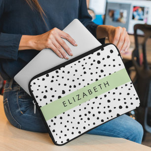 Dalmatiner Punkte, Punkte, schwarz und weiß, Ihr N Laptopschutzhülle
