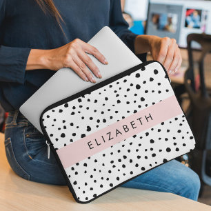 Dalmatiner Punkte, Punkte, schwarz und weiß, Ihr N Laptopschutzhülle