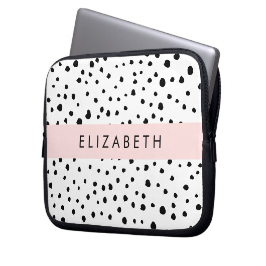 Dalmatiner Punkte, Punkte, schwarz und weiß, Ihr N Laptopschutzhülle (Vorderseite Links)