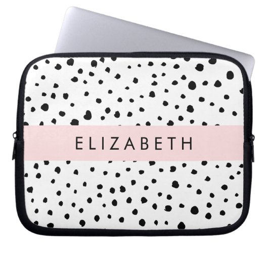Dalmatiner Punkte, Punkte, schwarz und weiß, Ihr N Laptopschutzhülle (Vorderseite)