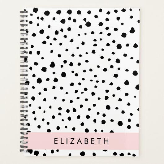Dalmatiner Punkte, Punkte, schwarz und weiß, Ihr N Planer (Vorderseite)