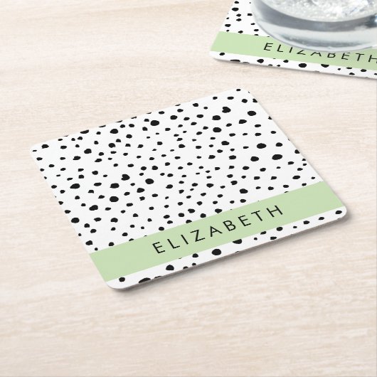 Dalmatiner Punkte, Punkte, schwarz und weiß, Ihr N Rechteckiger Pappuntersetzer (angewinkelt)