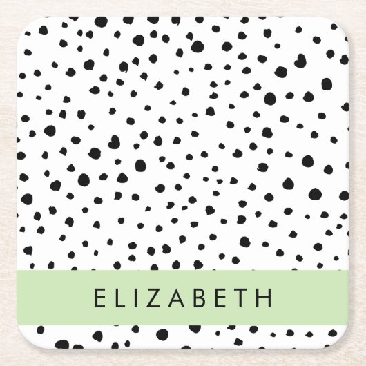 Dalmatiner Punkte, Punkte, schwarz und weiß, Ihr N Rechteckiger Pappuntersetzer (Vorderseite)