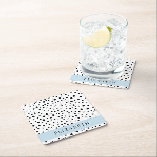 Dalmatiner Punkte, Punkte, schwarz und weiß, Ihr N Rechteckiger Pappuntersetzer