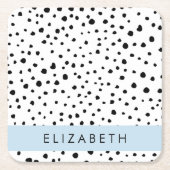 Dalmatiner Punkte, Punkte, schwarz und weiß, Ihr N Rechteckiger Pappuntersetzer (Vorderseite)
