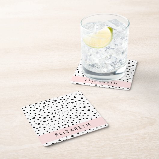 Dalmatiner Punkte, Punkte, schwarz und weiß, Ihr N Rechteckiger Pappuntersetzer (Vor Ort)