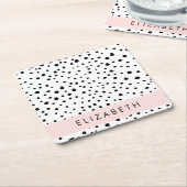 Dalmatiner Punkte, Punkte, schwarz und weiß, Ihr N Rechteckiger Pappuntersetzer (angewinkelt)