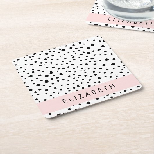 Dalmatiner Punkte, Punkte, schwarz und weiß, Ihr N Rechteckiger Pappuntersetzer (angewinkelt)