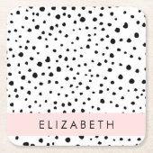 Dalmatiner Punkte, Punkte, schwarz und weiß, Ihr N Rechteckiger Pappuntersetzer (Vorderseite)