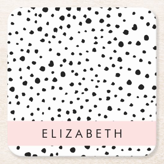 Dalmatiner Punkte, Punkte, schwarz und weiß, Ihr N Rechteckiger Pappuntersetzer (Vorderseite)