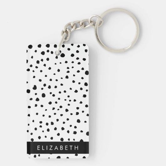 Dalmatiner Punkte, Punkte, schwarz und weiß, Ihr N Schlüsselanhänger (Rückseite)
