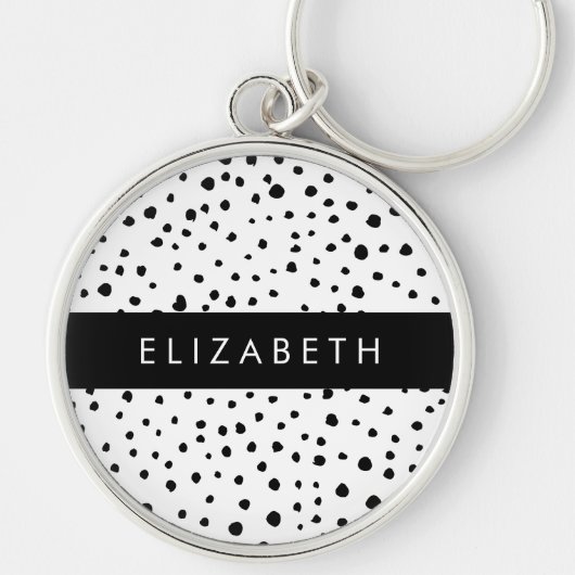 Dalmatiner Punkte, Punkte, schwarz und weiß, Ihr N Schlüsselanhänger (Vorne)
