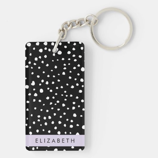 Dalmatiner Punkte, Punkte, schwarz und weiß, Ihr N Schlüsselanhänger (Rückseite)