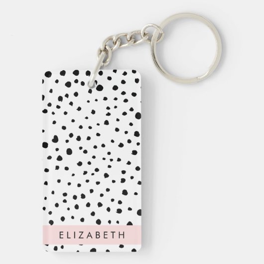 Dalmatiner Punkte, Punkte, schwarz und weiß, Ihr N Schlüsselanhänger (Rückseite)