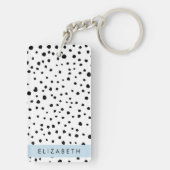 Dalmatiner Punkte, Punkte, schwarz und weiß, Ihr N Schlüsselanhänger (Rückseite)