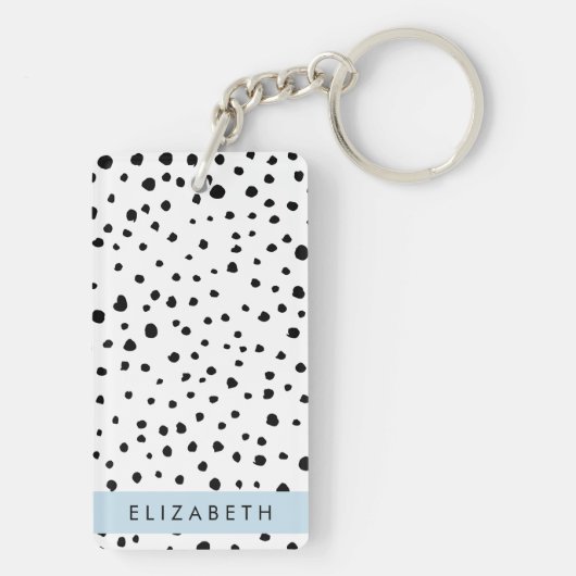 Dalmatiner Punkte, Punkte, schwarz und weiß, Ihr N Schlüsselanhänger (Rückseite)