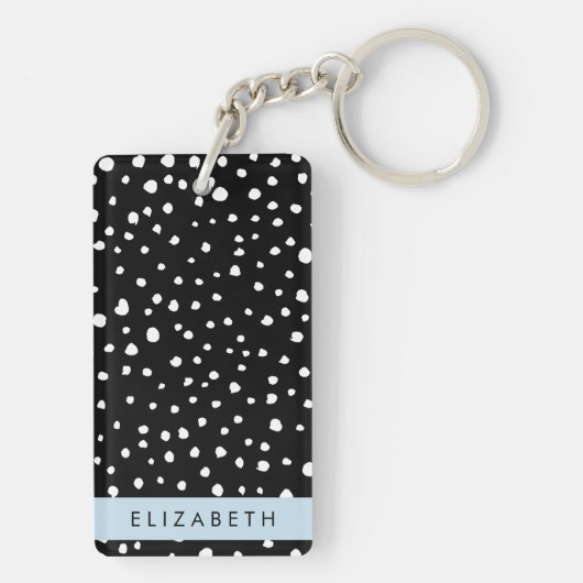 Dalmatiner Punkte, Punkte, schwarz und weiß, Ihr N Schlüsselanhänger (Rückseite)