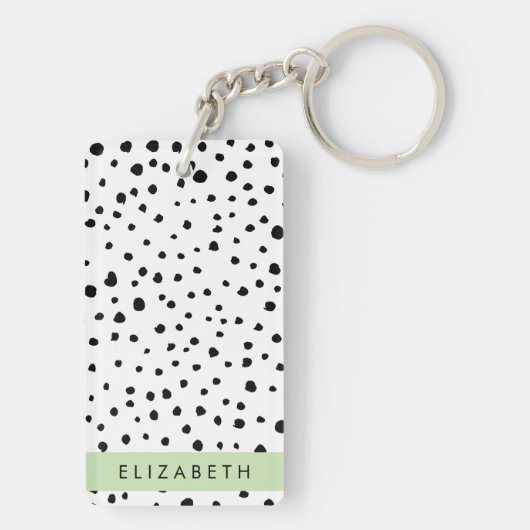 Dalmatiner Punkte, Punkte, schwarz und weiß, Ihr N Schlüsselanhänger (Rückseite)
