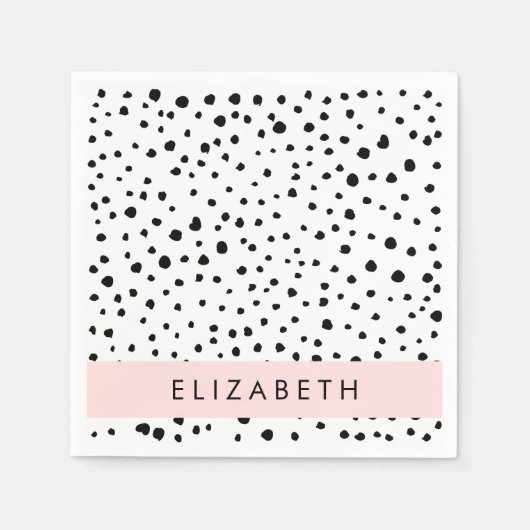 Dalmatiner Punkte, Punkte, schwarz und weiß, Ihr N Serviette (Vorderseite)