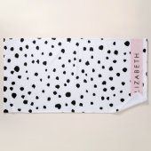 Dalmatiner Punkte, Punkte, schwarz und weiß, Ihr N Strandtuch (Vorderseite)