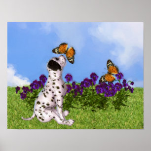 Dalmatiner Puppy Butterflies Dog Art Foto Malerei Poster