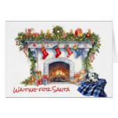 Dalmatiner Puppy Fireplace warten auf Santa (Vorderseite (Horizontal))