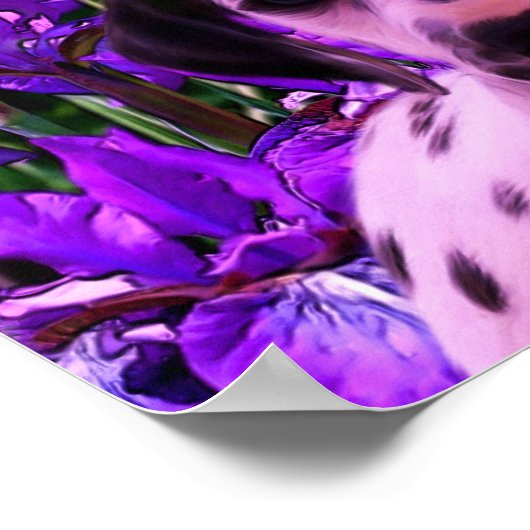 Dalmatiner Puppy Iris Blume Hund Kunst Poster (Ecke)