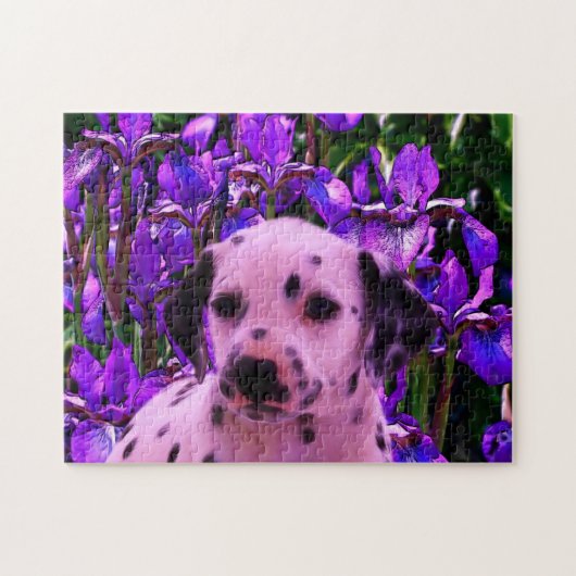 Dalmatiner Puppy Iris Blume Hund Kunst Puzzle (Horizontal)