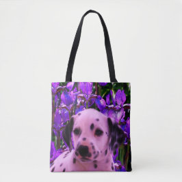 Dalmatiner Puppy Iris Blume Hund Kunst Tasche