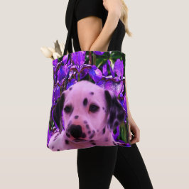 Dalmatiner Puppy Iris Blume Hund Kunst Tasche