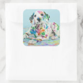 Dalmatiner Puppy Quadratischer Aufkleber (Tasche)