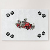 Dalmatiner Pups mit Fireruck & Pawprints Puzzle (Horizontal)