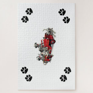 Dalmatiner Pups mit Fireruck & Pawprints Puzzle