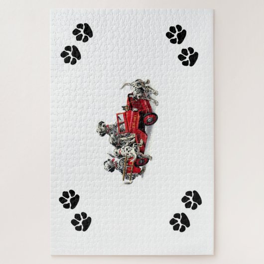 Dalmatiner Pups mit Fireruck & Pawprints Puzzle (Vertikal)