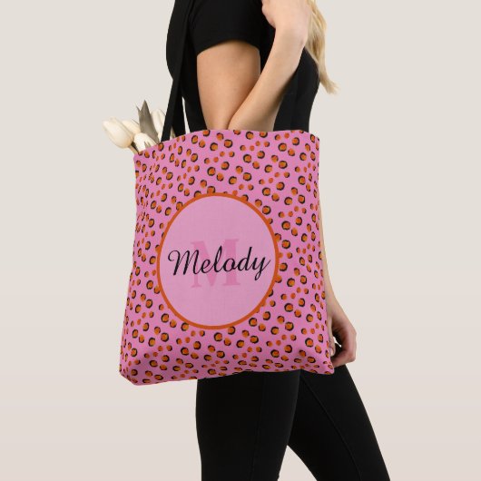 Dalmatiner Rosa Gepard Tierdruck Monogramm Tasche (Von Nahem)