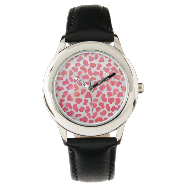 Dalmatiner Rosa und Weiß Armbanduhr (Vorderseite)