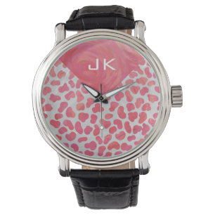 Dalmatiner Rosa und Weiß mit Monogramm Armbanduhr