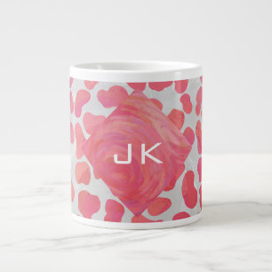 Dalmatiner Rosa und Weiß mit Monogramm Jumbo-Tasse