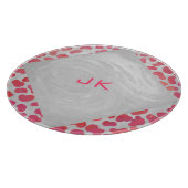 Dalmatiner Rosa und Weiß mit Monogramm Schneidebrett (Ecke)