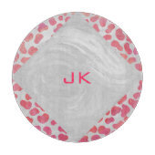 Dalmatiner Rosa und Weiß mit Monogramm Schneidebrett (Vorderseite)