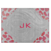 Dalmatiner Rosa und Weiß mit Monogramm Schneidebrett (Vorderseite)